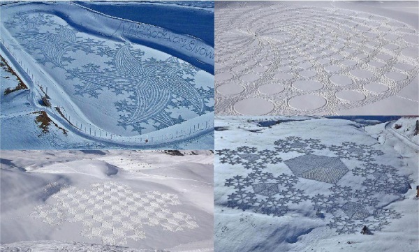 雪地上的麥田圈  英國藝術家Simon Beck穿著雪鞋在雪地上完成一幅幅美麗的藝術創作 -) .jpg